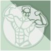Small 100mm 'Posing Bodybuilder Circle' Clear Static Window Cling Sticker/Decal (White) (WC00072361)