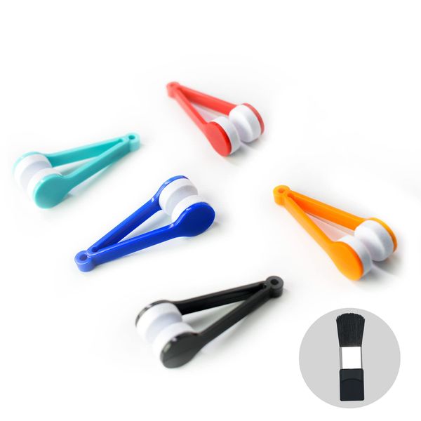 5 Pcs Eye Glasses Lens Cleaner Tool - Mini Sun Glasses Eyeglass Microfiber Spectacles Cleaner Soft Brush Cleaning Clip Kit（Color Random）