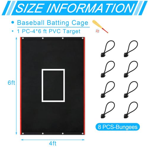 Lewtemi 4 x 6 ft Vinyl Backstop Heavy Duty Batting Cage Backstop Baseball Backstop Batting Cage Backdrop and Net Saver for Baseball Softball Batting Hitting Pitching