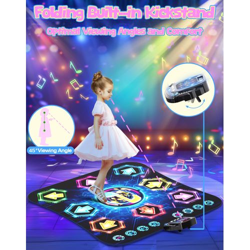 Dance Mat, 2024 Light Up 8-Button Dance Pad with Wireless Bluetooth, Upgraded Flowing Light Control System with Stands, Kids Toys Music Games Birthday for 3-12 Year Old Boys Girls
