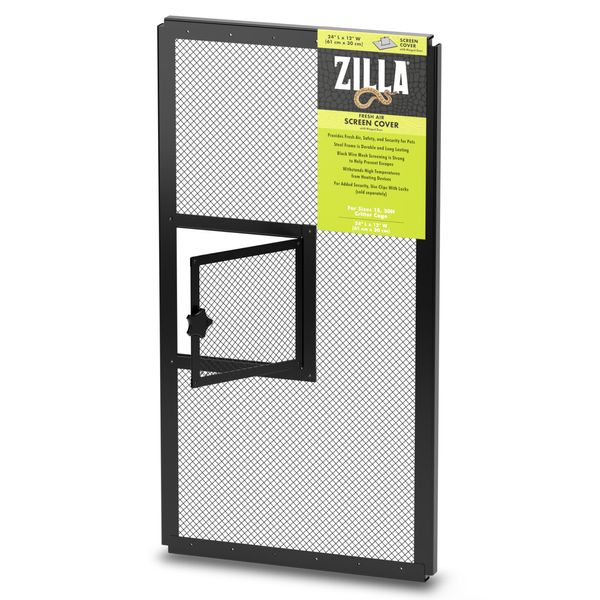 Zilla Pet Reptile Terrarium Fresh Air Screen Cover with Hinged Door 24" x 12"