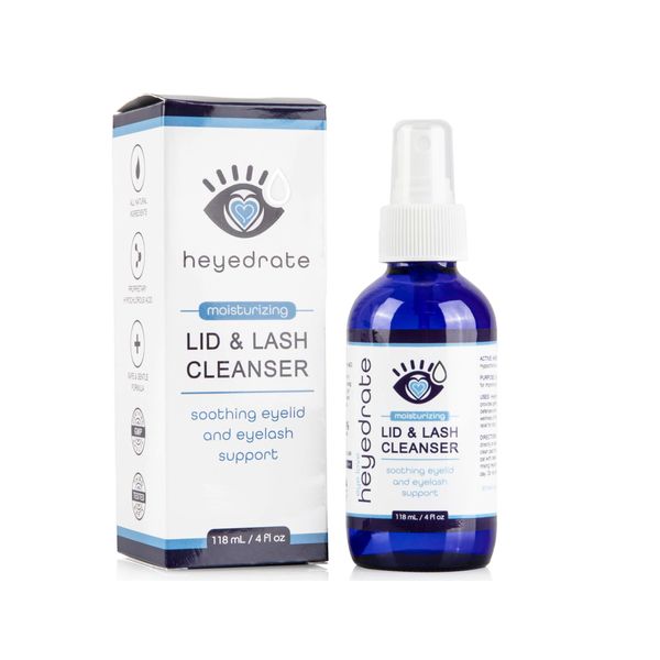 Heyedrate Lid & Lash Cleanser for Stye, Blepharitis, Dry Eyes, Meibomian Gland Dysfunction, Rosacea, and Eye Irritation Relief | Hypochlorous Acid Eyelid Cleanser Spray