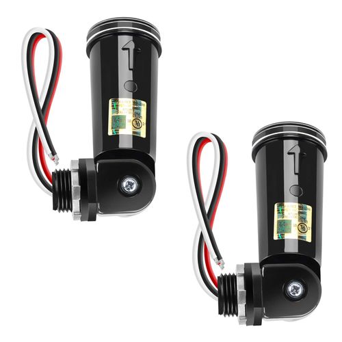 2 Pack Dusk to Dawn Photocell Sensor Switch, UL Listed Photoelectric Switch, IP65 Waterproof Photocell for Outdoor Lights 110V, 120V, 220V, 240V Input