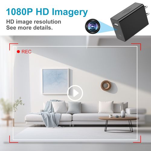 NJINALW Wireless Smart Charger Camera - Mini HD 1080P WiFi Camera with Night Vision - Dual Port Design (USB + Type-C) - Hidden Micro Nanny Cam for Home Indoor Security