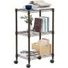Adjustable 3 Shelves Garage Shelving Wire Racks Rolling Storage Oragnizer Brown