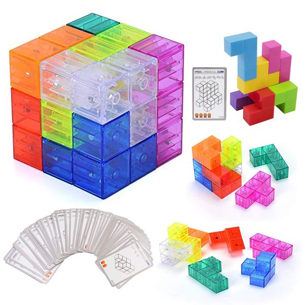 XMD Magic Cube Magnetic Blocks 3D Puzzle (Clear Color)