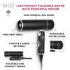 StyleCraft Ace Foldable Lightweight Hair Dryer with Powerful Motor with Diffuser and Concentrator Nozzle