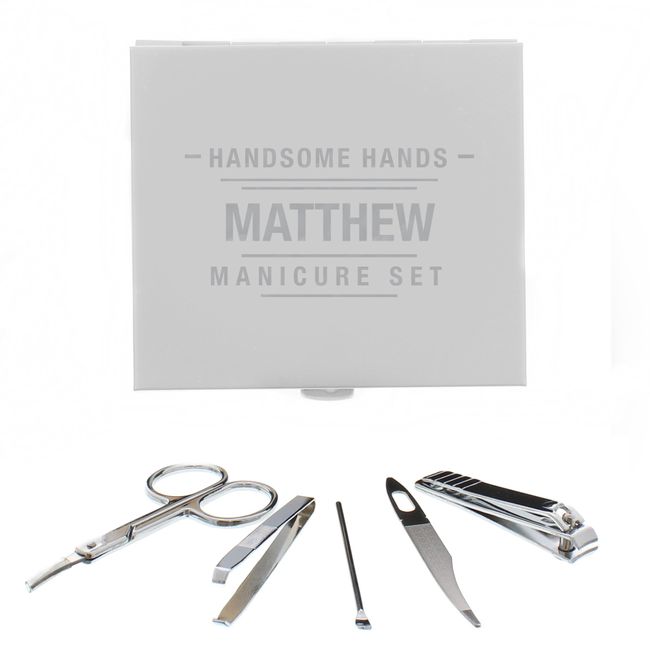 Personalised Engraved Handsome Hands Manicure Set. Great for Christmas and Birthdays