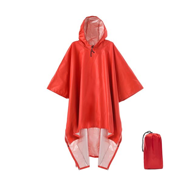 QIANQUHUI Waterproof Rain Poncho Lightweight Reusable Hiking Hooded Coat Jacket Unisex Raincoat for Hiking Camping Emergency