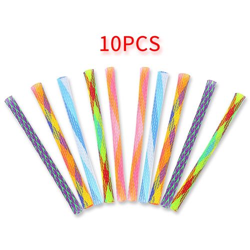 WishLotus Cat Spring Tube Toy, 10pcs Cat Interactive Toy, Colorful Cat Toys for Indoor Cats, Telescopic Mesh Pole Cat Jumping Toy Flexible & Swat Cat Spring Tube
