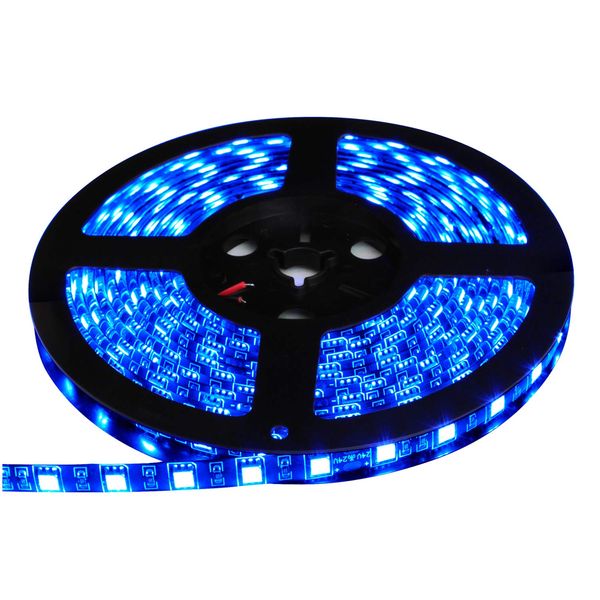 24V Waterproof LED Tape Light 5 Meters 3 Tips (Blue/Black Base)
