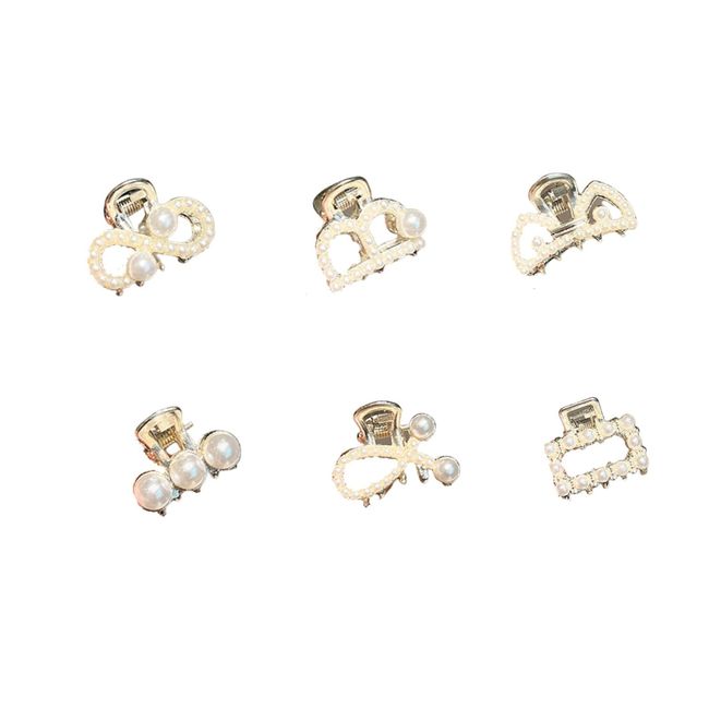 XINGNIAO 6pcs Pearl Mini Claw Clips – Bangs Styling Claw Clips Süßes Haar-Accessoire-Set für Mädchen und Frauen (set3#)