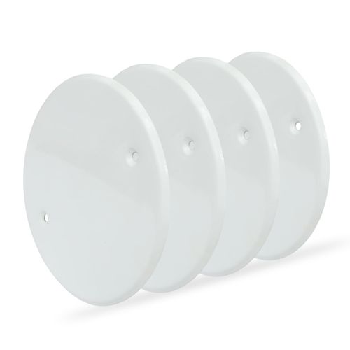 Baudelun 5 Inch White Metal Ceiling Blank-Up Cover, Holes are Spaced 3.5 Inches, Cover 3-1/2 Inch Round/Octagon Box Openings in Ceilings or Walls, 4 Pack (5-Inch, For 4 inch Electrical Box)