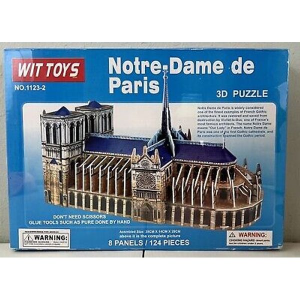 Wit Toys No.1123-2 Notre-Dame De Paris 3D Puzzle 8 Panels 124 Pieces