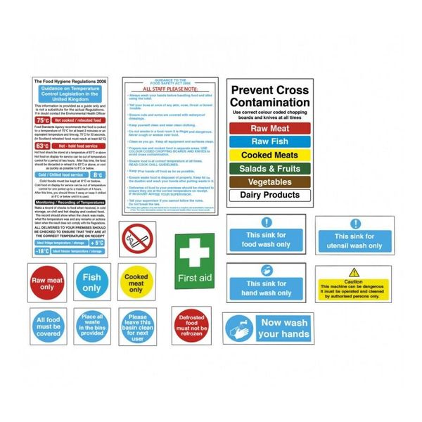 SENIOR CATERING HEALTH & SAFETY SIGN HYGIENE PACK 17 VINYL STICKERS NOTICES