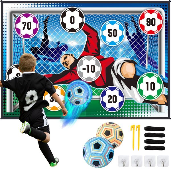 AIGIMU Soccer Games Set - Soccer Game Target Toss Party Game, Mini Soccer Toys with Adhesive Soccer, Soccer Birthday Gift for Kids Boys Girls Yard and Backyard Game