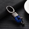 Blue Leather Braided Strap Keychain Key Holder Alloy Key Chain Ring Accessories
