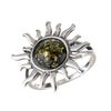 Sterling Silver and Baltic Green Amber Sun Ring size: 9.5