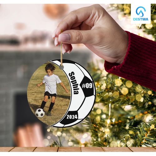 DESTWA Personalized Soccer Ornament for Christmas Tree, Custom Girls Soccer Christmas Ornaments, Soccer Ornaments for Boys, Soccer Player Christmas Ornament