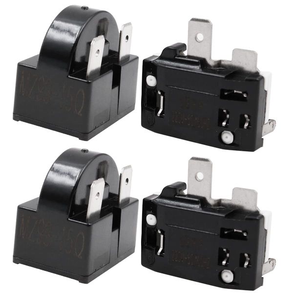 WANGCL 2PCS Compressor Start Relay 3Pin 15Ohm +2PCS Compressor Overload Protector 1/4HP for Refrigerator Repair