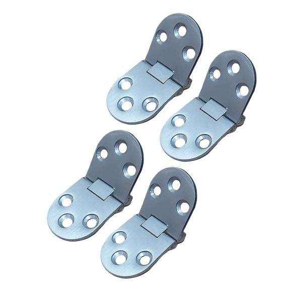 QCAA Solid Brass Table Folding Flip Top Hinge, 2-3/4"x1-3/16, Satin Chrome, 4 Pack, Made in Taiwan