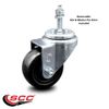 3 Inch Hard Rubber Wheel Swivel 3/8 Inch Threaded Stem Caster Service Caster