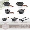 12 Piece Induction Pots & Pans Set Granite Cooking Set Kitchen Nonstick Cookware