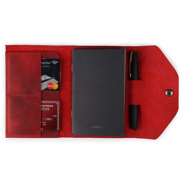 LONDO Genuine Leather Portfolio with Notepad and Snap Closure (Red, Small), OTTO411