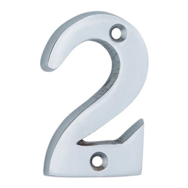 Number "2" 50mm in Satin Chrome