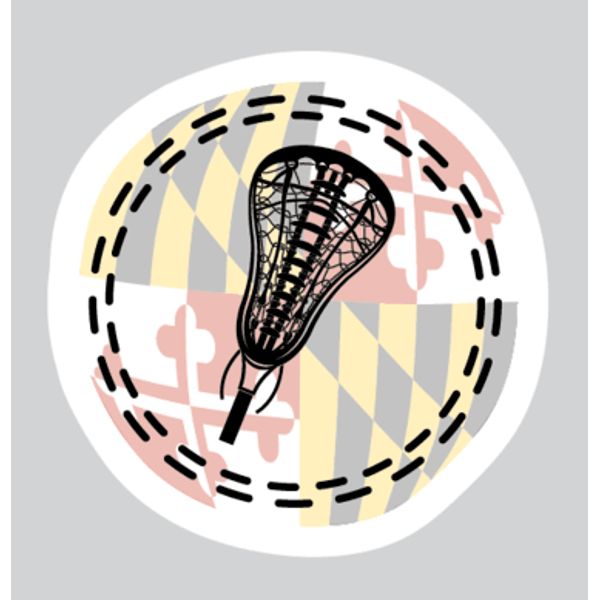 Lacrosse Stick w/ Maryland Flag Circle Background / Sticker - Large / 1 / Maryland Flag