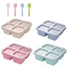 WEELOO Snack Containers Lunch Box, Lunchable Container with 4 Compartments and 4 Forks, Snackle Boxes Container Stackable and Reusable Lunch Snack Containers Storage Box