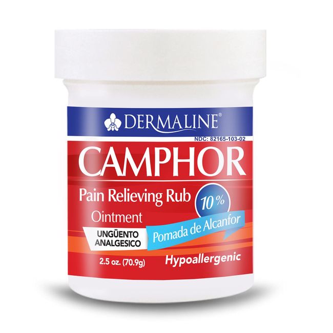 DERMALINE Camphor Ointment Muscle,Joint and Stiffness Pain Relief, Analgesic Rub 2.5 Oz