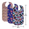 RMS 3 Pack Adult Bib Washable Reusable Waterproof Clothing Protector with Optional Crumb Catcher and Vinyl Backing 34"X18" (Butterfly/Blue Rose/Heritage)