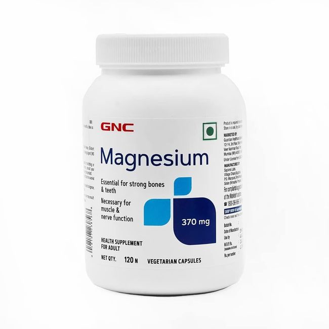 GNC Magnesium Essential For Strong Bones and Teeth 370MG 120 Capsules