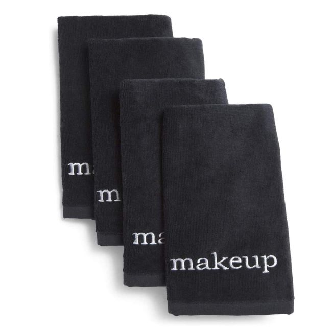 Cynthia Rowley Black Makeup Towels Soft Absorbent Cotton Cleansing Washcloth (Set of 4)