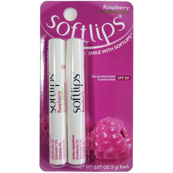 5 Twin-Packs Softlips Lip Protectant Balm, Sunscreen SPF 20, Raspberry
