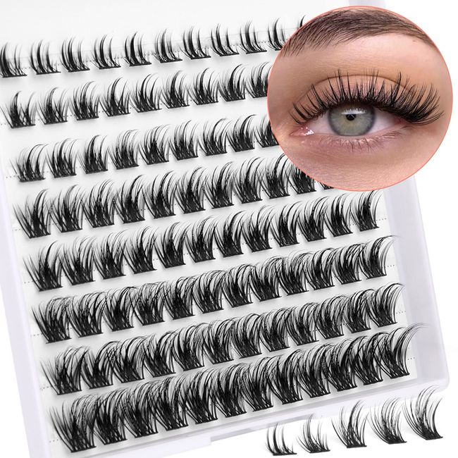 Lash Clusters DIY Eyelash Extensions 96pcs Cluster Lashes Wispy False Eyelashes C D Curl Individual Lashes Extensions 8-16MM Mega Fluffy Eyelash Clusters by Ruairie