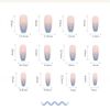 SINLOV 24pcs Nude Coffin Fake Nails Glitter Gradient Blue French Press on Nails Long Ballerina Artificial False Nails Full Cover False Nails for Women and Girls