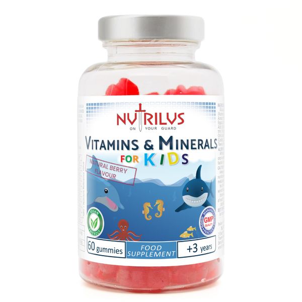 Vitamins & Minerals for Kids and Adults 60 Natural Berry Gummies – Multivitamin & Zinc & Iodine – Growth & Immune & Hormones