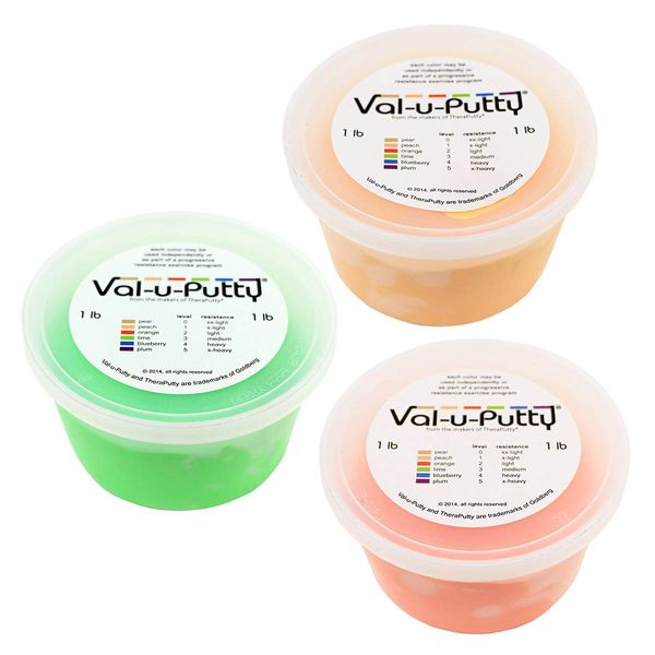 Val-u-Putty Exercise Putty - Peach, Orange, Lime - 1 LB Each - Bundle