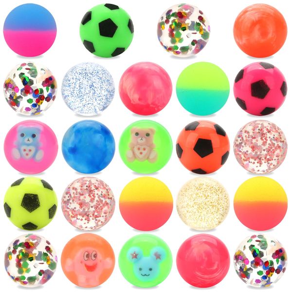 JYXT 24pcs Bouncy Balls for Kids Treasure Box Toys for Classroom Party Favors for Toddlers Kids 3-5 4-8 8-12 Birthday Christmas Goodie Bag Stuffers Gifts