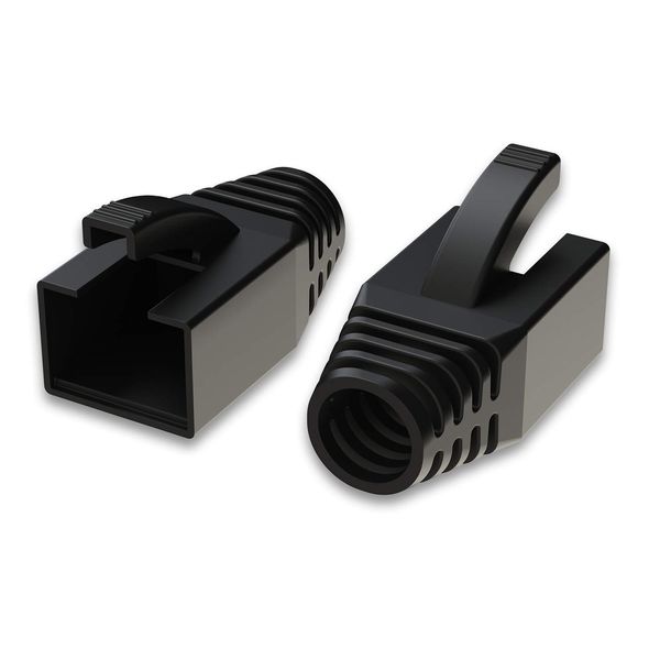 [LINKUP] Cat6A Plug Boot | RJ45 Ethernet Connector Jack Boot | Black | 100-Pack | For Round Cable