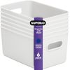 Superio 5L Small Ribbed Storage Bin- Plastic Storage Bin  (6 Pack, White)
