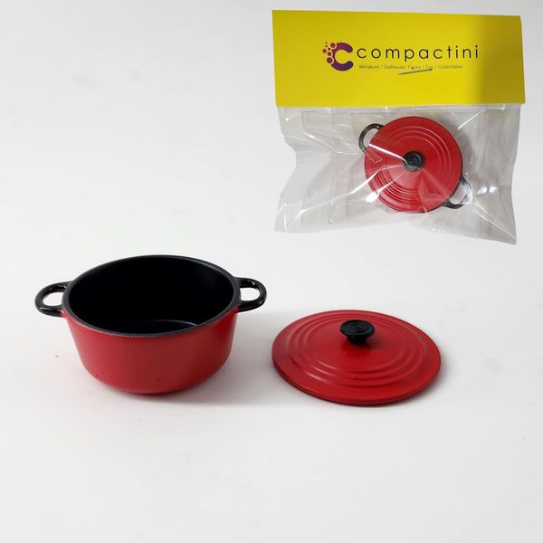 compactini Miniature Set 1:12 Scale Models Dollhouse Accessory Coffee Pot Cup Beverage Bottle Kettle (Dutch Oven Red)