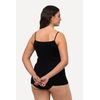 Ulla Popken Damen Spaghetti, Rundstrick Hemd, schwarz, 46-48