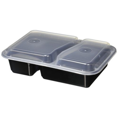 Reditainer® - 2 Compartment Microwave Safe Food Container with Lid/Divided Plate/Lunch Tray with Cover, 10 Pack
