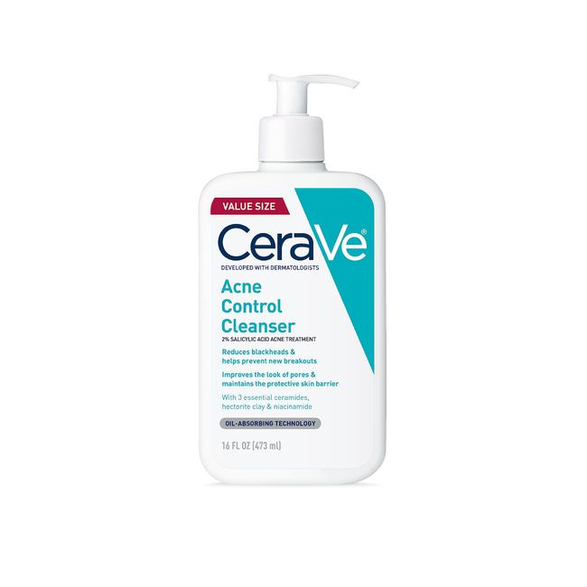 CeraVe Face Wash Acne Treatment | 2% Salicylic Acid Cleanser with Purifying Clay for Oily Skin | Blackhead Remover and Clogged Pore Control | Fragrance Free, Paraben Free & Non Comedogenic| 16 Ounce