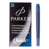 parker fnt pen cart., old model, blu, 5 pc.
