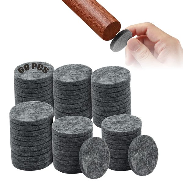 60 Pcs Furniture Pads Floor Protectors, Felt Pads For Furniture Feet 25mm, 5mm Thick Anti Scratch Felt Leg Pads, Scratch Felt Furniture Pads For Hardwood Floors For Chair, Table, Wardrobe, Sofa Grey