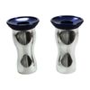 Candle Light Holder Solid Aluminum Navy Blue Finish Pair Stand Renovators Supply